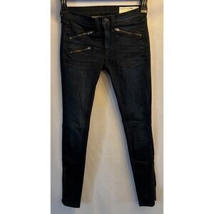 Rag &Bone Kensington Skinny Ankle Zip Dark Wash 90's Moto Jeans Designer Size 24
